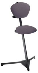 Bild von Stehhilfe mit Sitzfläche Stoff beige/ brau, Sitz- und Rückenlehne einstellbar, Gestellfarbe RAL 9005 tiefschwarz