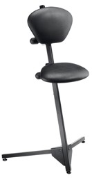 Bild von Stehhilfe mit Sitzfläche Skai schwarz, Sitz- und Rückenlehne einstellbar, Gestellfarbe RAL 9005 tiefschwarz