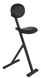 Bild von Stehhilfe mit Sitzfläche Skai schwarz, höhenverstellbar, Gestellfarbe RAL 9005 tiefschwarz