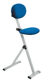 Bild von Stehhilfe mit Sitzfläche Stoff dunkelblau, höhenverstellbar, Gestellfarbe alufarben