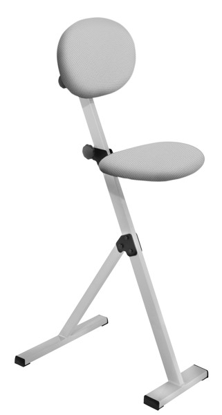 Bild von Stehhilfe mit Sitzfläche Stoff hallgrau, höhenverstellbar, Gestellfarbe alufarben