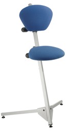 Bild von Stehhilfe mit Sitzfläche Stoff blau, Sitz- und Rückenlehne einstellbar, Gestellfarbe RAL 9007 aluminiumgrau