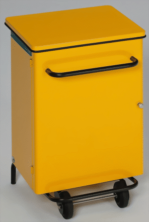Bild von Hygiene-Abfallsammler 70 Liter mit Pedal, fahrbar, gelb

