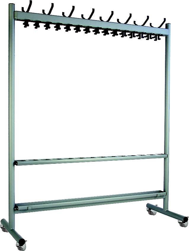 Bild von Standgarderobe Alu-Haken Länge 1100 mm mit Schirmgarnitur auf Rollen