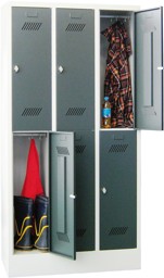 Bild von Garderobenschrank 3 Abteile mit je 300 mm 2 Fächer übereinander, Total 6 Fächer