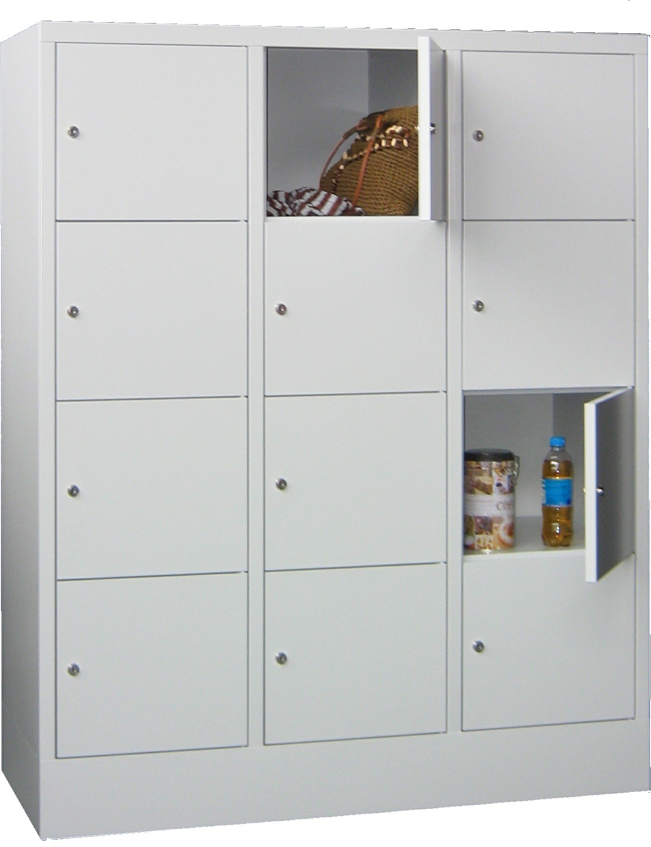 Bild von Schliessfachschrank, 3 Abteile mit je 400 mm, 4 Fächer übereinander, Total 12 Fächer