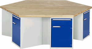 Bild von Werkbank Modell 4067, KL 1350mmxB 2700xT 2340xH 890mm, Buche-Massiv-Platte 40 mm