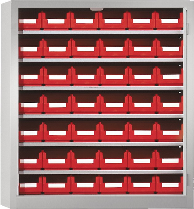 Bild von Ordnungsschrank mit Lagersichtkästen, 780x690x285 mm HxBxT, Modell 14, RAL 7035 lichtgrau