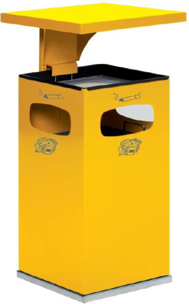 Bild von Abfallbehälter/Ascher gelb RAL 1023, Modell B42 mit Dach