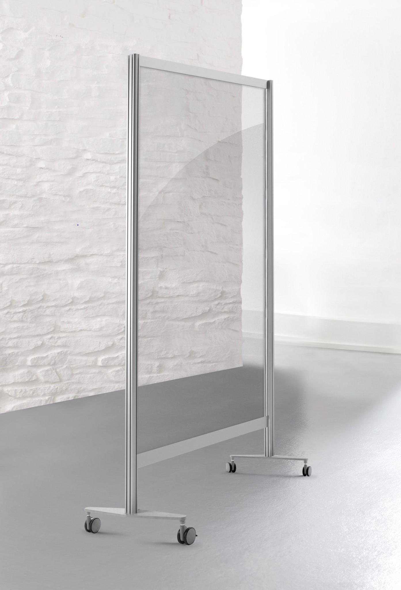 Bild von Mobile Trennwand / Moderationswand B1, VOLLVERGLAST, 1200x40(450)x1900mm (B/T/H)