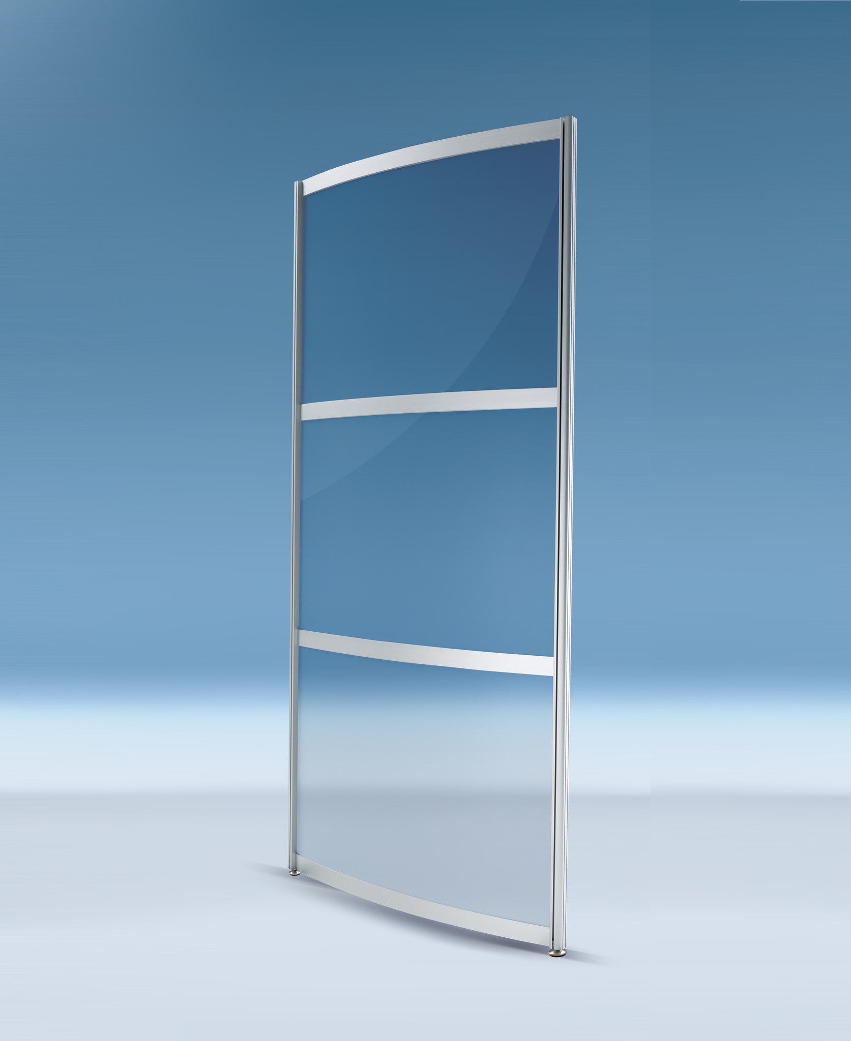 Bild von Trennwandmodul -gebogen, 3-teilig Kunstglas/Plexiglas vollverglast