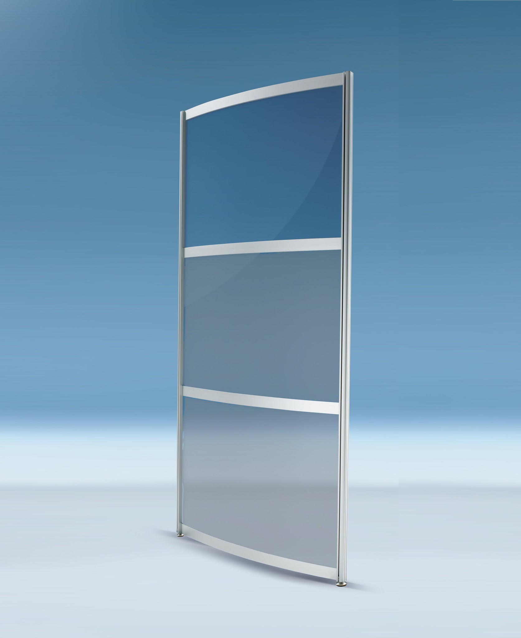 Bild von Trennwandmodul -gebogen, 1/3 Klarglas, 2/3 undurchsichtig