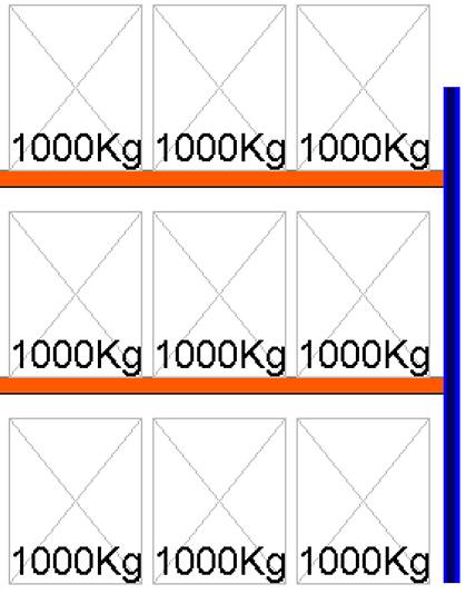 Bild von Palettenregal Feldlänge 2700 mm, Höhe 3000 mm, Tiefe 1100 mm Anbauregal