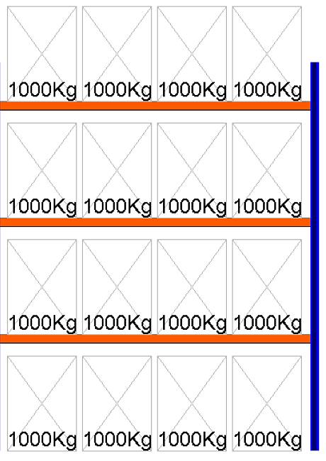 Bild von Palettenregal Feldlänge 3600 mm, Höhe 4500 mm, Tiefe 1100 mm Anbauregal