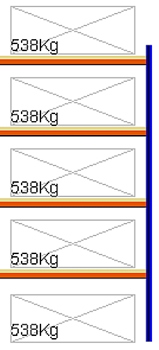 Bild von Weitspann-Anbauregal, 2500x1250x600 mm HxLxT, Holzfachebenen