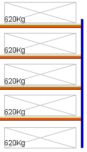 Bild von Weitspann-Anbauregal, 2500x1605x600 mm HxLxT, Holzfachebenen