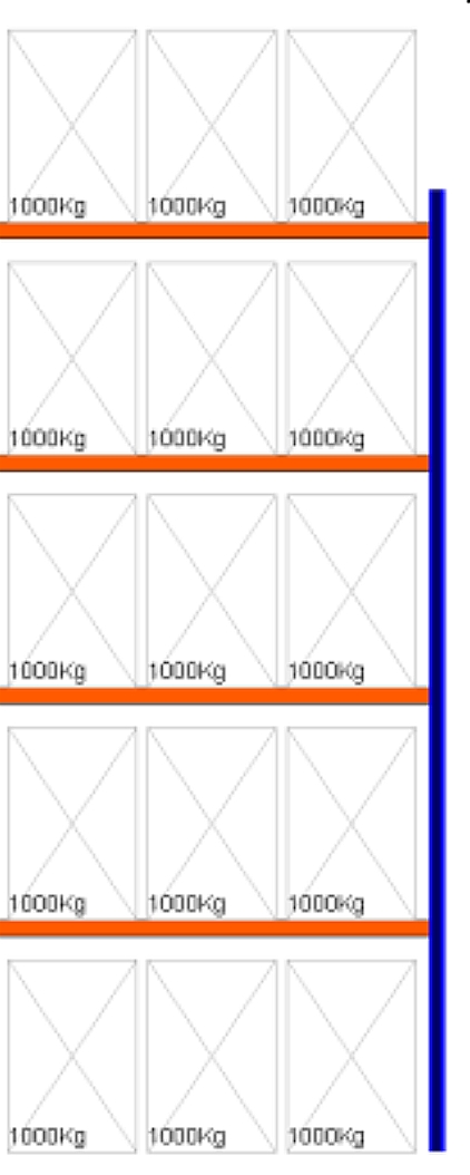 Bild von Palettenregal Feldlänge 2700 mm, Höhe 6000 mm, Tiefe 1100 mm Anbauregal