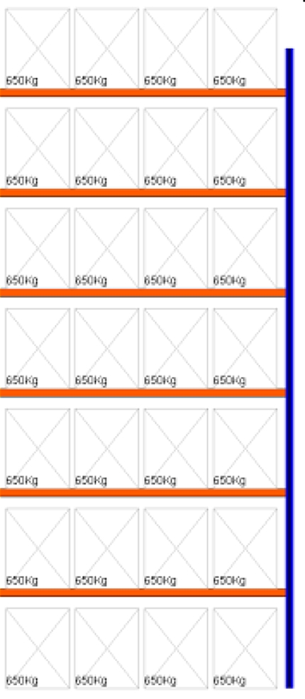 Bild von Palettenregal Feldlänge 3600 mm, Höhe 8000 mm, Tiefe 1100 mm Anbauregal