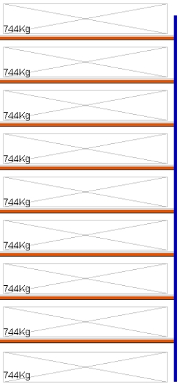 Bild von Weitspann-Anbauregal, 5500x2675x600 mm HxLxT, Metallauflagen