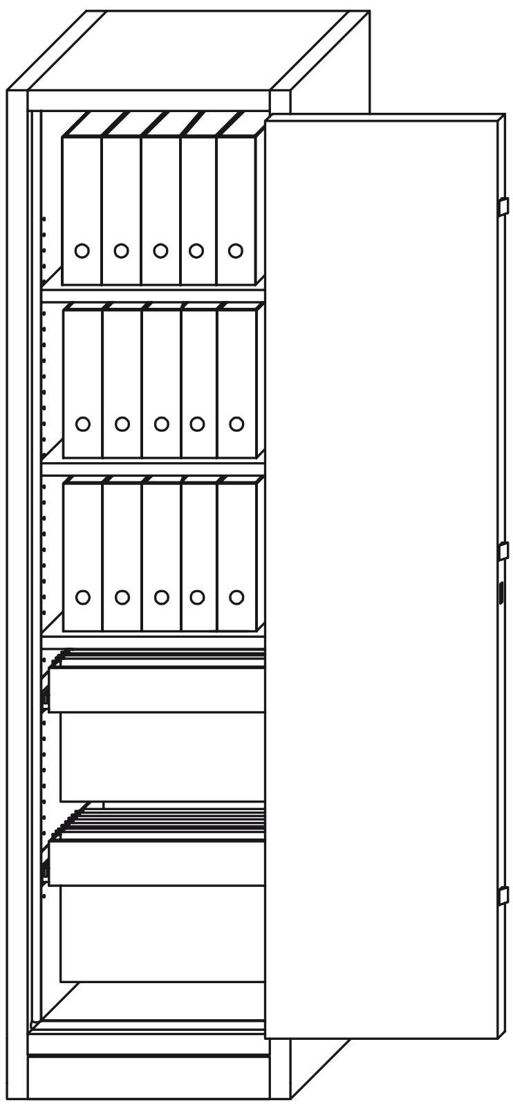 Bild von Aktenschrank PRIO 90, 1964x576x491 mm HxBxT, 90 Minuten feuerresistent mit Hängeregister