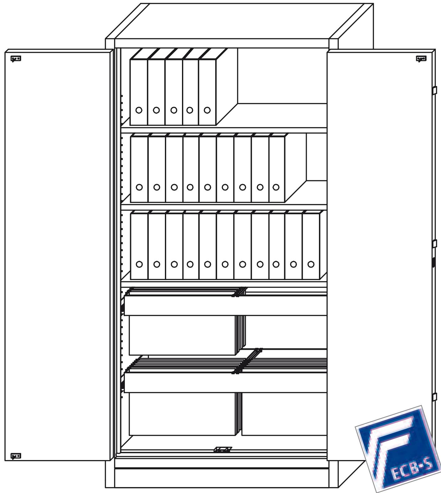 Bild von Aktenschrank PRIO 90, 1964x1064x491 mm HxBxT, 90 Minuten feuerresistent mit Hängeregister