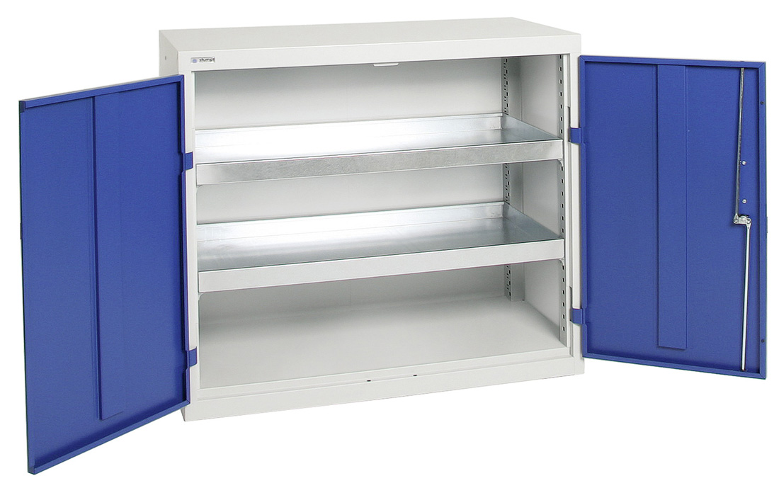 Bild von Gefahrenstoff-/Umweltschrank 900 x 1000 x 500 mm HxBxT, Türen RAL 5010 enzianblau