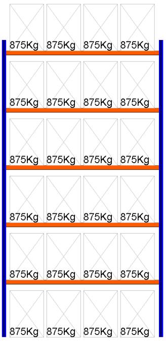 Bild von Palettenregal Feldlänge 3600 mm, Höhe 7000 mm, Tiefe 1100 mm Grundregal