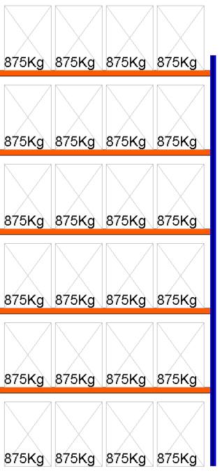 Bild von Palettenregal Feldlänge 3600 mm, Höhe 7000 mm, Tiefe 1100 mm Anbauregal