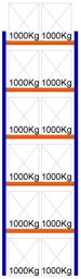 Bild von Palettenregal Feldlänge 1825 mm, Höhe 6500 mm, Tiefe 1100 mm Grundregal