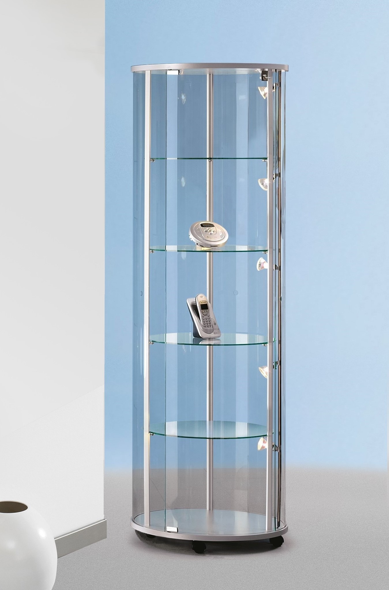 Bild von Ganzglasvitrine  rund 1760x560 mm HxD, ESG-Verglasung