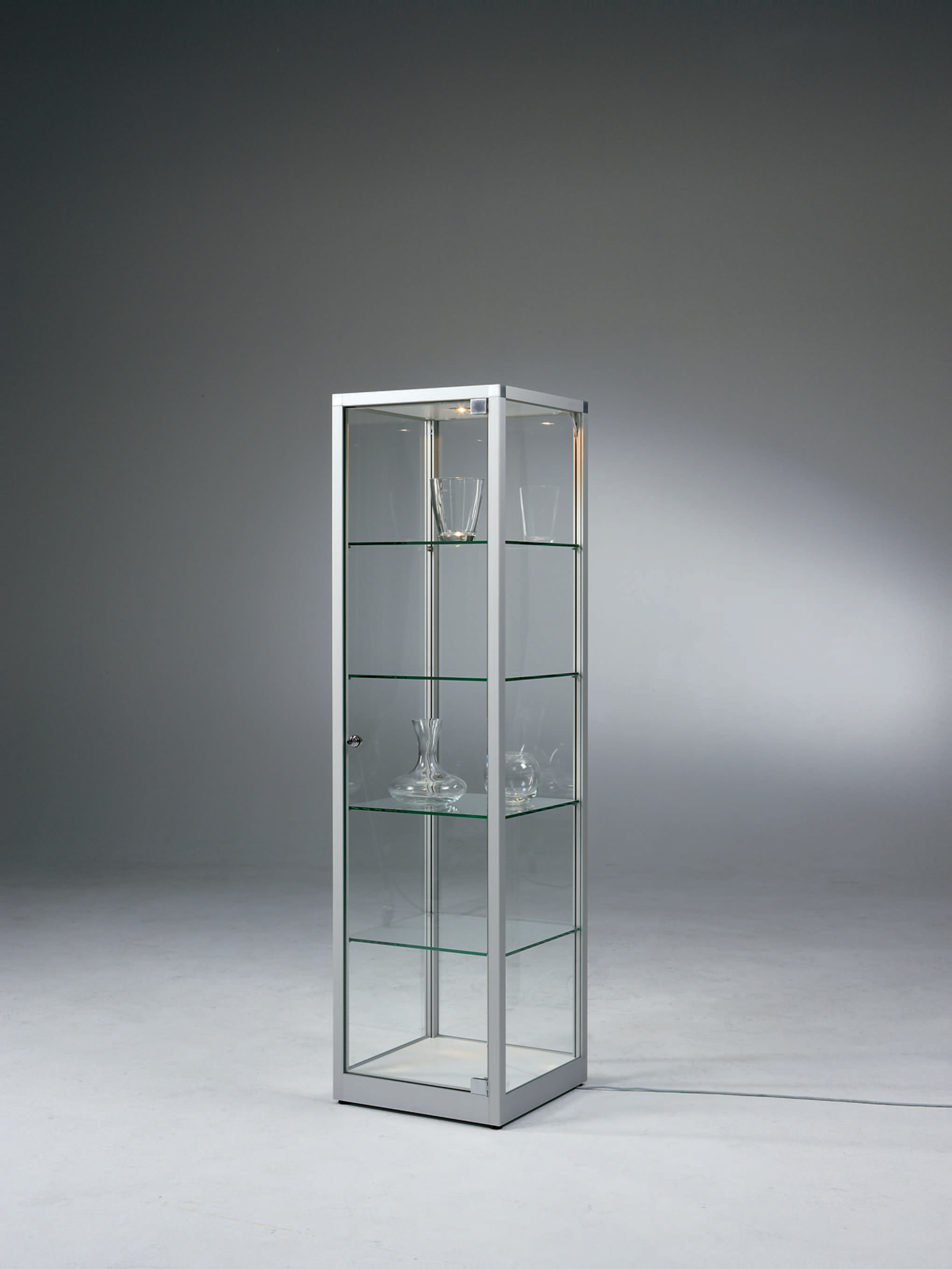 Bild von Vitrine 2000x620x620 mm HxBxT ESG mit eckigen Aluprofilen, nicht zerlegbar