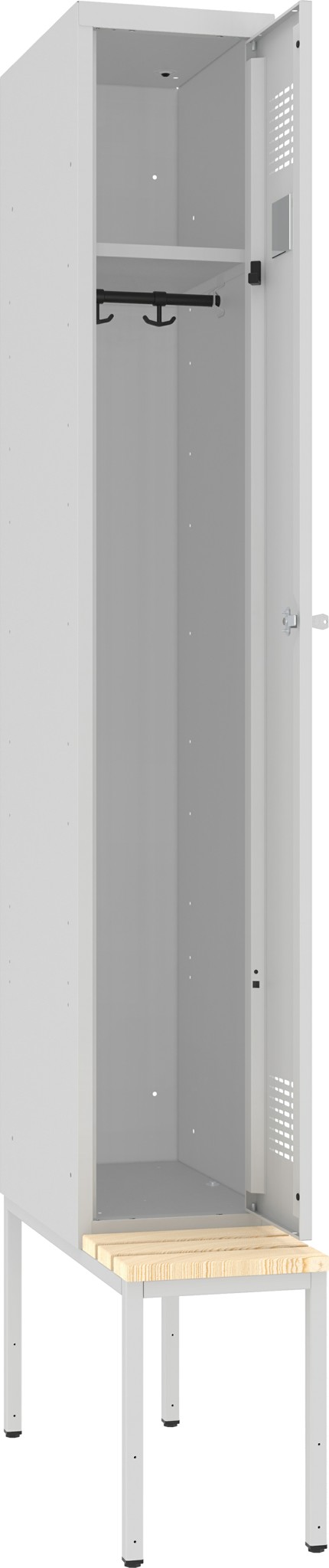 Bild von Garderobenschrank, 1 Abteil mit 300 mm Abteilbreite, auf Untergebauter Sitzbank