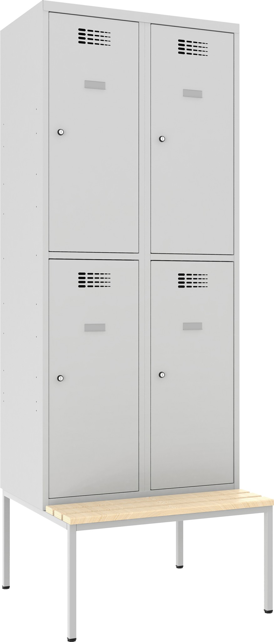 Bild von Garderobenschrank Breite 800 mm, 2 Abteile auf untergebauter Sitzbank