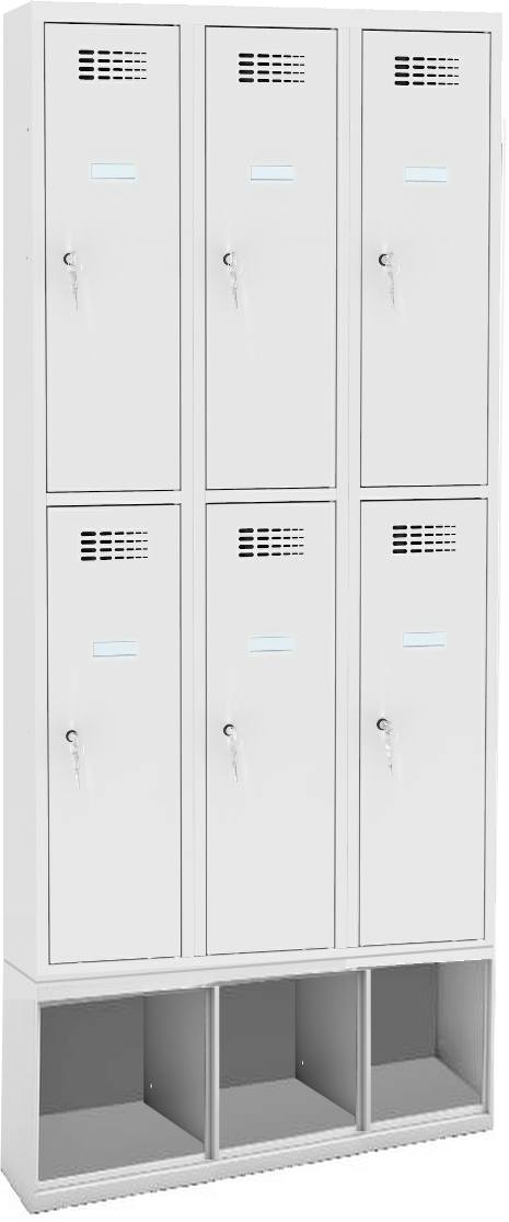 Bild von Garderobenschrank auf Schuhfach, 3 Abteile mit 6 Fächern mit 300 mm Abteilbreite