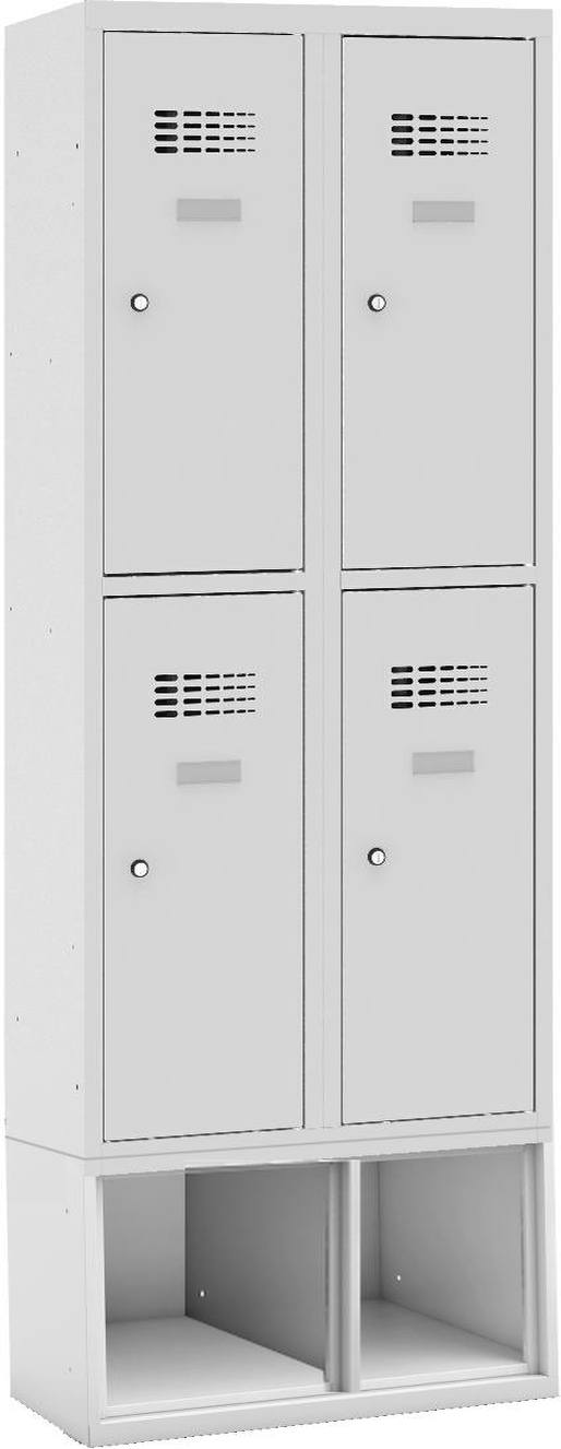 Bild von Garderobenschrank auf Schuhfach, 2 Abteile mit 4 Fächer mit 400 mm Abteilbreite