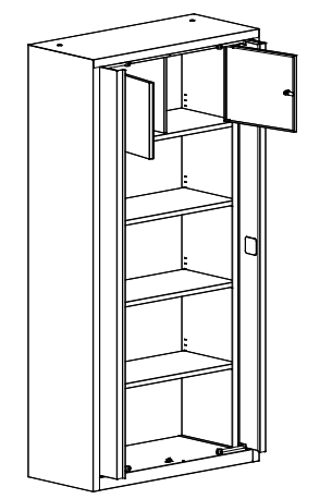 Bild von Schrank mit Einschwenktüren und Schliessfächern