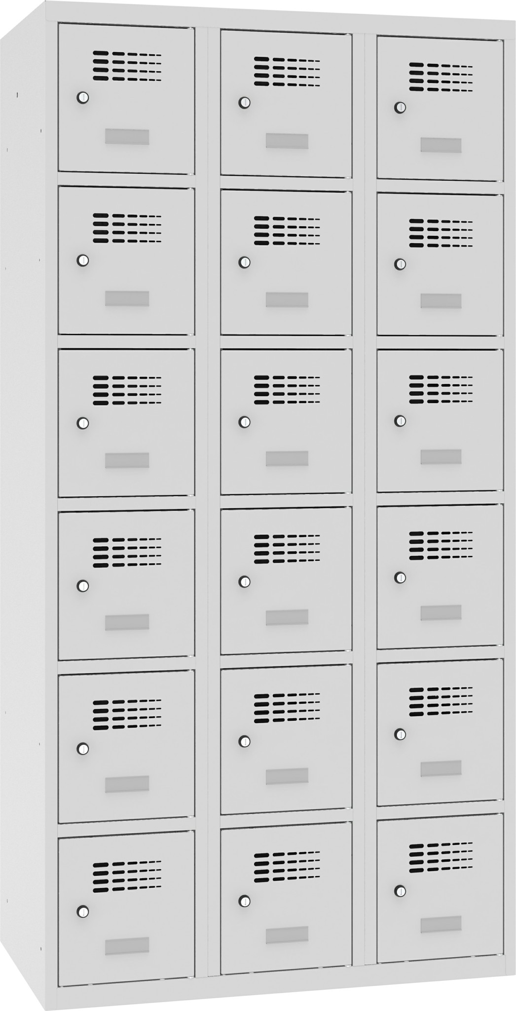 Bild von Schliessfachschrank, 3 Abteile mit je 6 Fächer übereinander, Total 18 Fächer