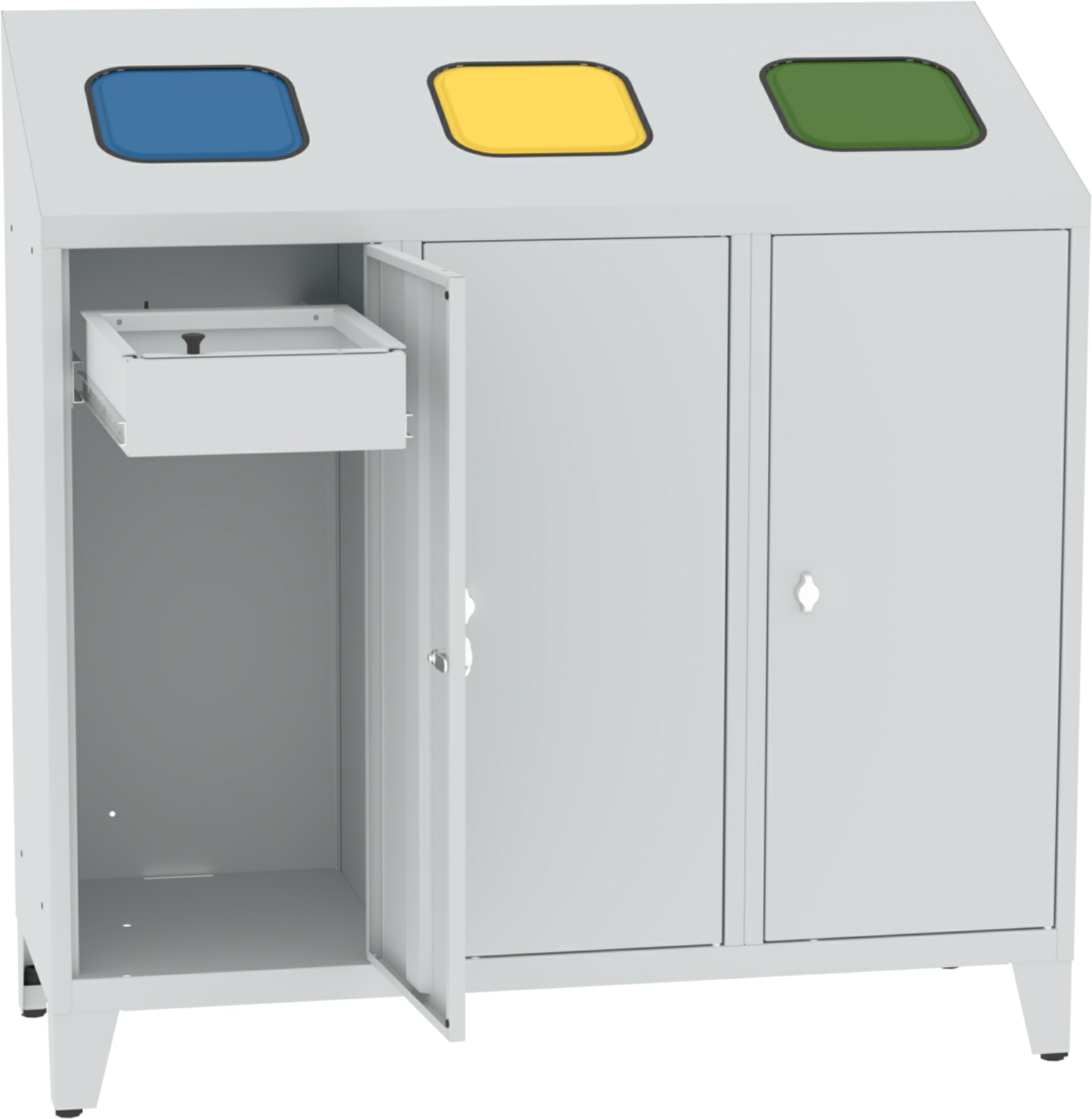 Bild von Abfallbehälter Modell MPO 03r, 1220x1200x450 mm HxBxT, 3 Abteile
