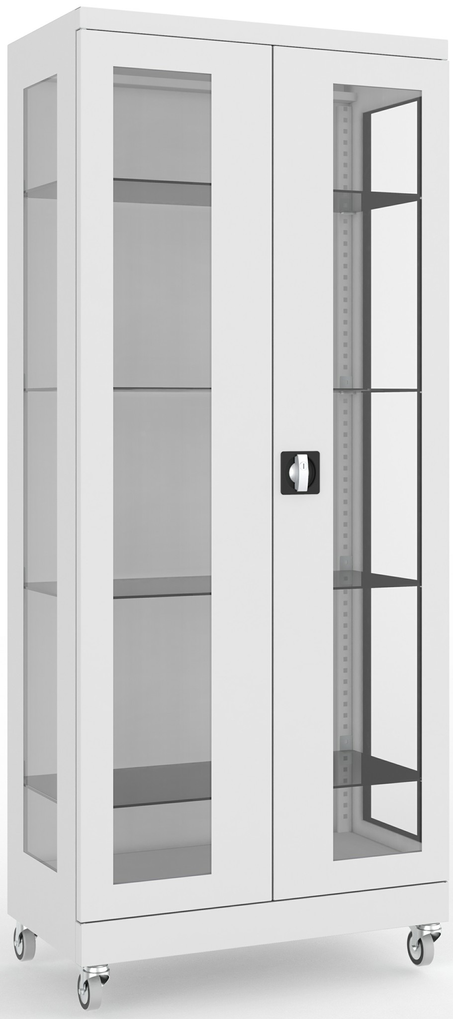 Bild von Mehrzweckschrank SML 105, 1900x800x435 mm HxBxT, 3-Seiten Glas auf Rollen