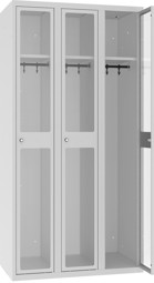 Bild von Garderobenschrank Plexiglastüren MSUM 330 W, 1 pkt, 3 Abteile mit 300 mm Abteilbreite