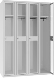 Bild von Garderobenschrank Plexiglastüren MSUM 340 W, 1 pkt, 4 Abteile mit 300 mm Abteilbreite