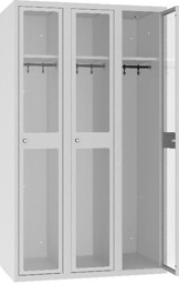 Bild von Garderobenschrank Plexiglastüren MSUM 430 W, 1 pkt, 3 Abteil mit 400 mm Abteilbreite