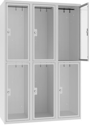 Bild von Garderobenschrank Plexiglastüren MSUS 432 W, 400 mm, 3 Abteil mit  2 Fächer übereinander, Total 6 Fächer