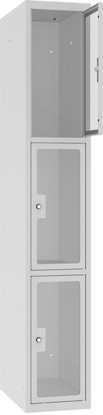 Bild von Schliessfachschrank Plexiglastüre MSus 313, 300 mm, 1 Abteil mit 3 Fächer übereinander, Total 3 Fächer