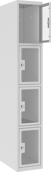 Bild von Schliessfachschrank Plexiglastüre MSus 314, 300 mm, 1 Abteil mit 4 Fächer übereinander, Total 4 Fächer