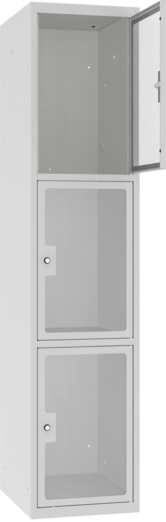 Bild von Schliessfachschrank Plexiglastüre MSus 413, 1 Abteil mit 3 Fächer übereinander, Total 3 Fächer