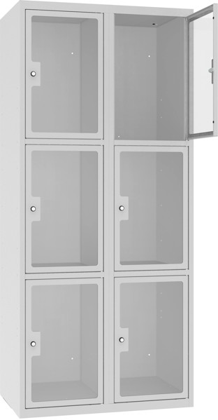 Bild von Schliessfachschrank Plexiglastüre MSus 423, 400 mm, 2 Abteil mit 3 Fächer übereinander, Total 6 Fächer