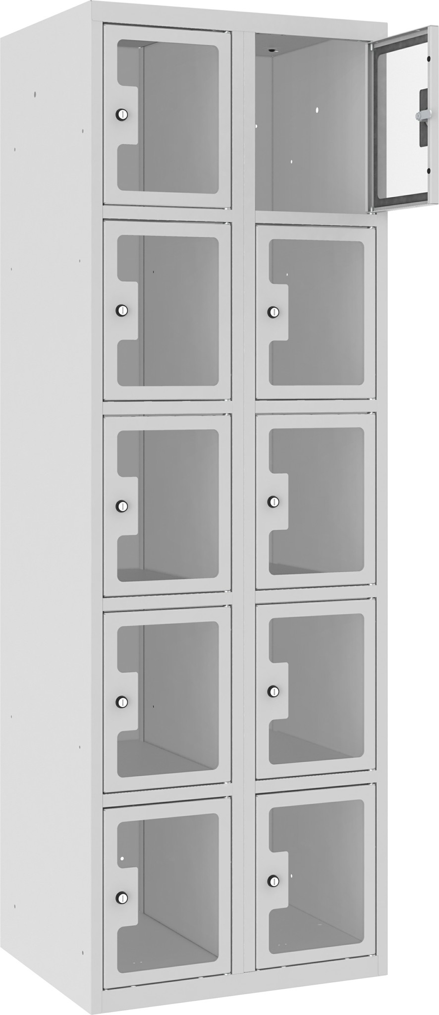 Bild von Schliessfachschrank Plexiglastüre MSus 325, 300 mm, 2 Abteil mit 5 Fächer übereinander, Total 10 Fächer