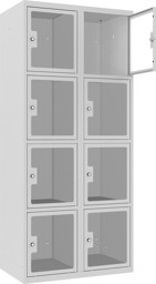 Bild von Schliessfachschrank Plexiglastüre MSus 424, 400 mm, 2 Abteil mit 4 Fächer übereinander, Total 8 Fächer