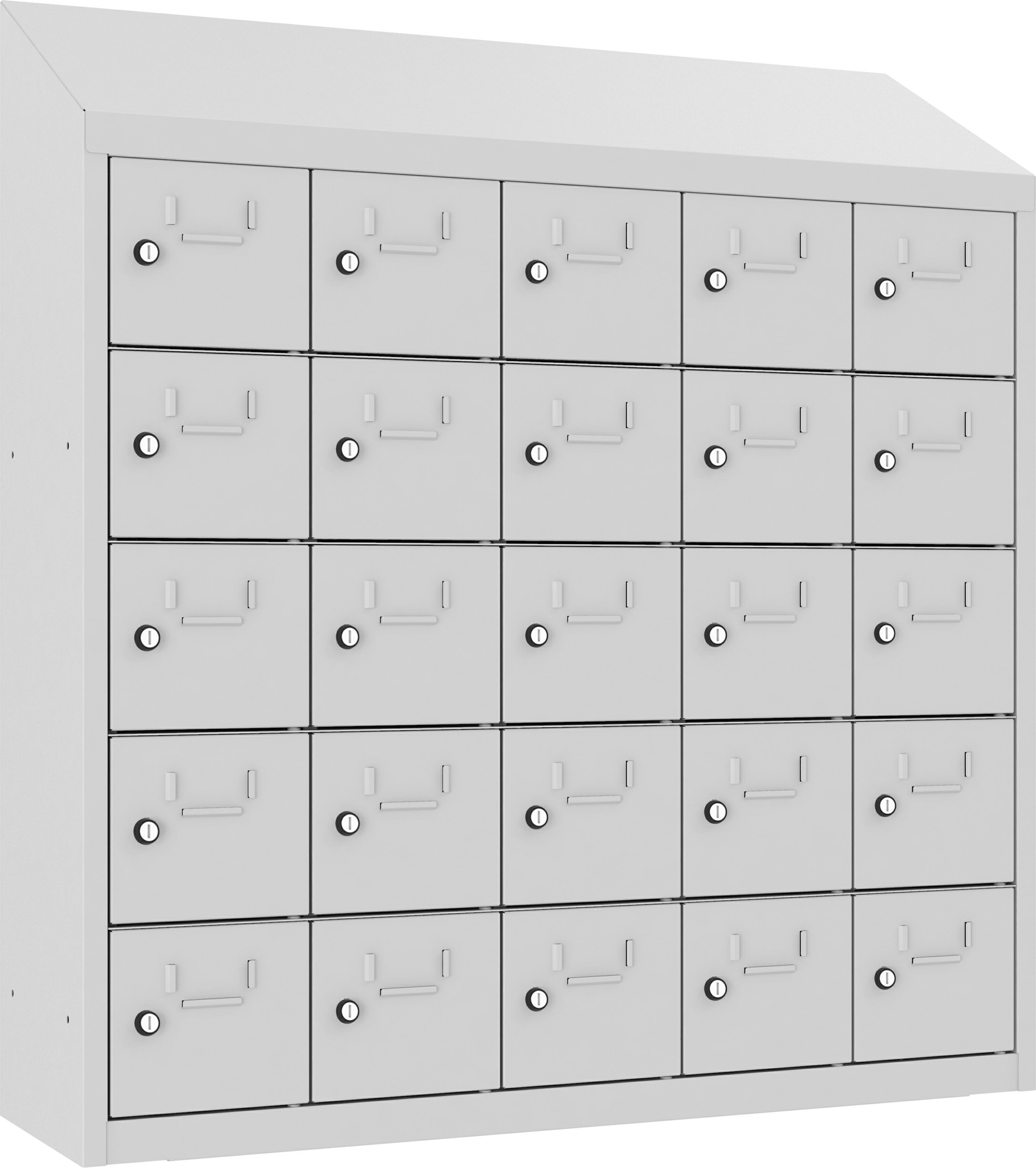 Bild von Wandschliessfachschrank mit Schrägdach SUS 255W, 1000 mm, 5 Abteil mit 5 Fächer übereinander, Total 25 Fächer